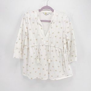 Boden Gemma Jersey Top with Petal Foil Print